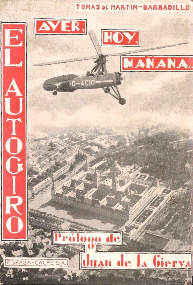 Portada del libro de 1935: “El autogiro. Ayer, hoy, mañana.” de Tomás Barbadillo.