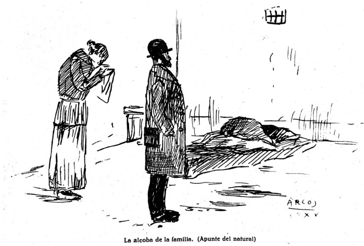 Apunte de la alcoba de la familia de San Pascual. Autor: Isidro Arcos.