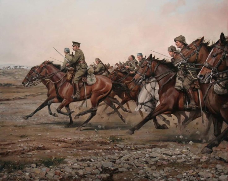 Carga del Regimiento Alcántara. Autor: Augusto Ferrer Dalmau.