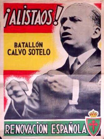 Cartel de alistamiento a una unidad de milicias de Renovación Española.