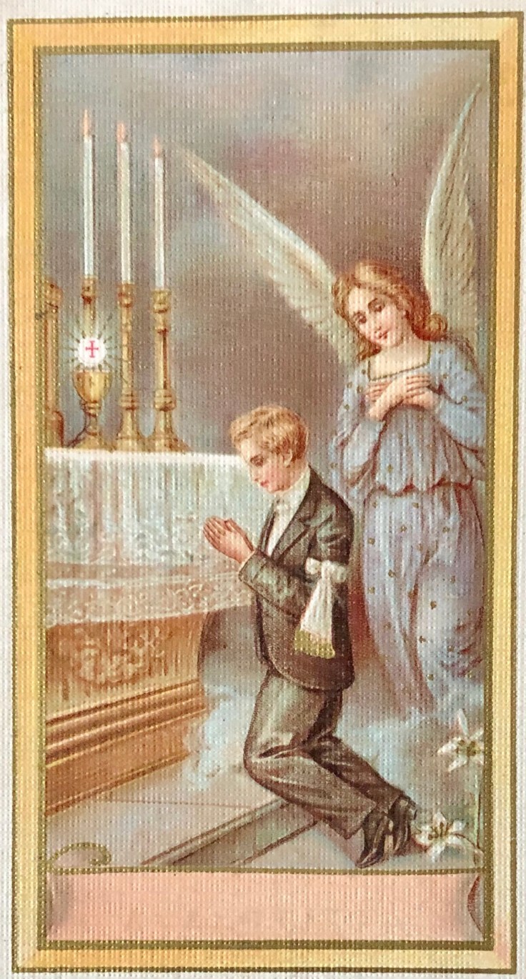 Motivo eucarístico para recordatorio de Primera Comunión.