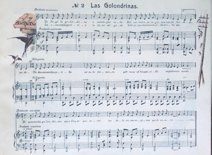 Partitura de Las Golondrinas. “Mis Primeras Canciones”.