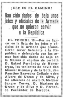 Recorte de El Heraldo de Madrid del 10-VI-1931, página 16, relativo a Melchor Sangro Torres.