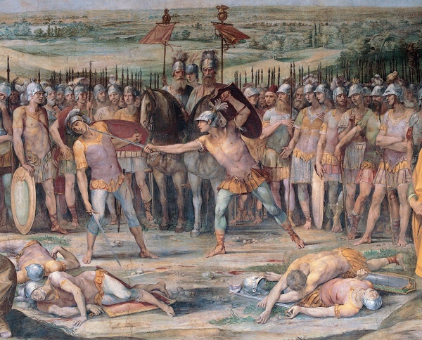 Batalla entre Horacios y Curiacios.