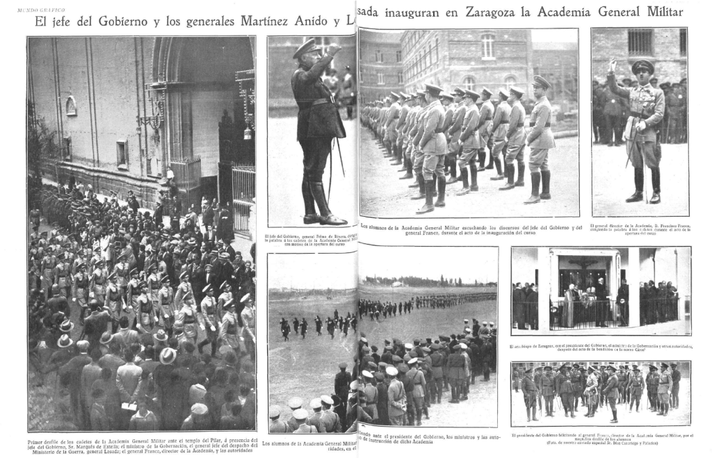 Inauguración de la Academia General Militar de Zaragoza. Mundo gráfico del 10-X-1928.
