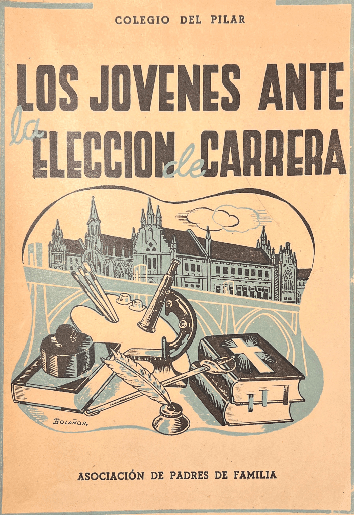 Portada del libro "Los jóvenes ante la elección de carrera". Editorial Aldecoa 1944.