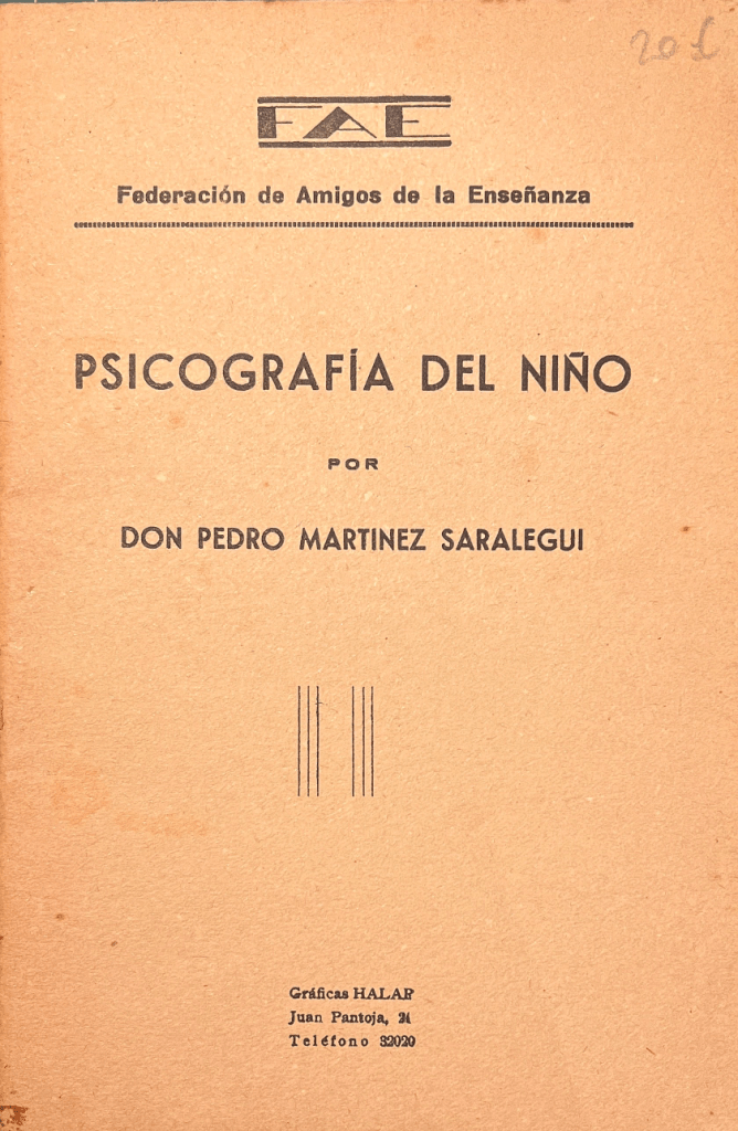 Portada del libro “Psicografía del niño” de Pedro Martínez Saralegui